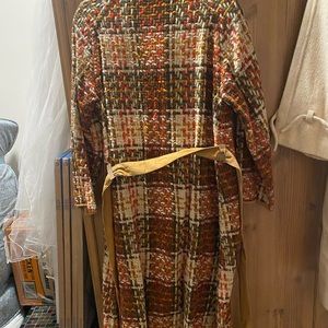 Vintage plaid and suede overcoat
